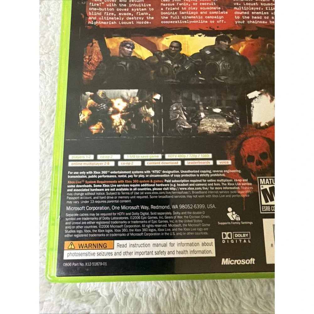 Gears of War Microsoft Xbox 360 Complete CIB Mature 2006 Epic Video Game